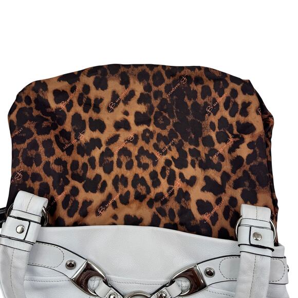 B. Makowsky Y2K Vibes White Soft Pebbled Leather Shoulder Bag Silver Hardware - Picture 7 of 9